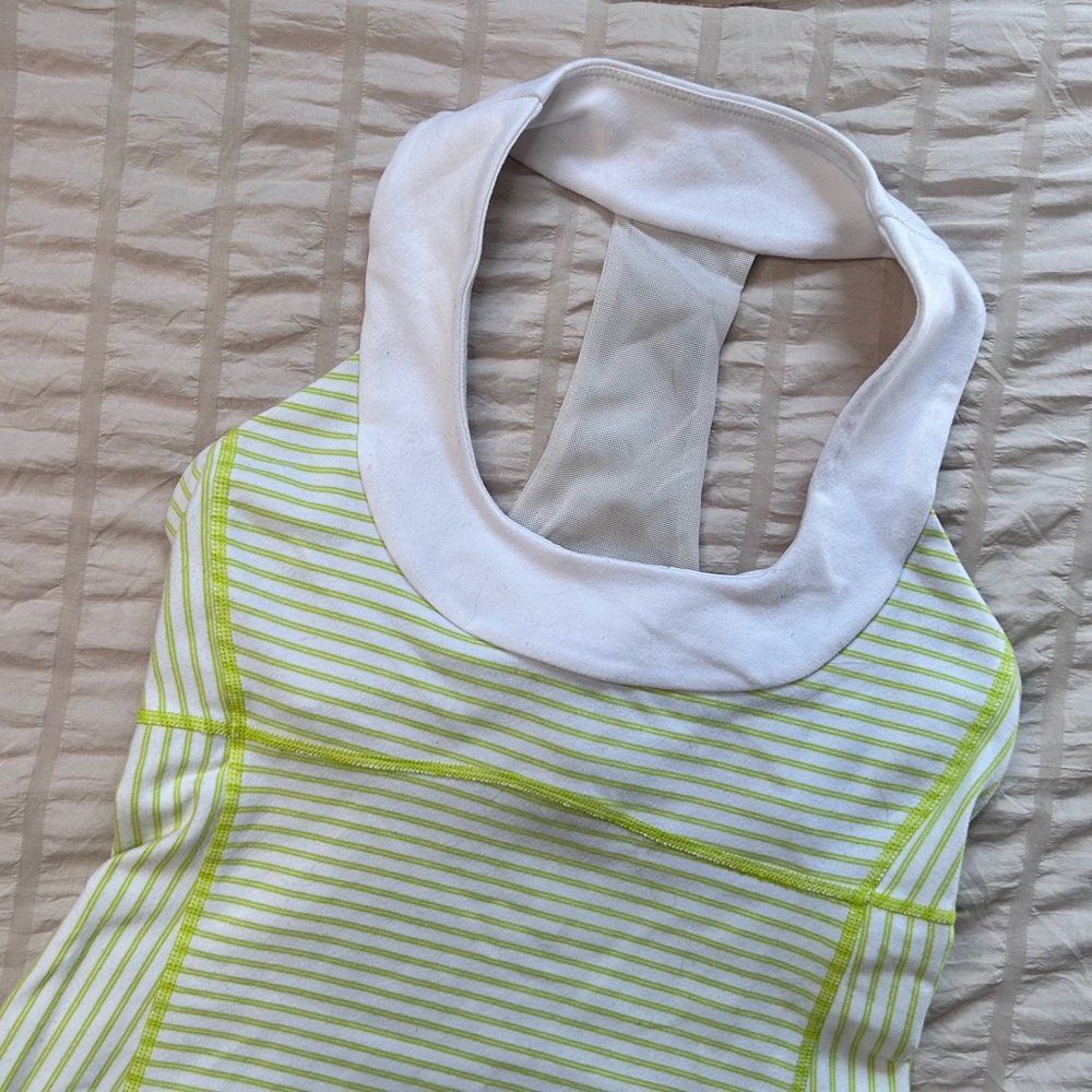 Lululemon Power Y Halter Tank Green Stripe | Size 4